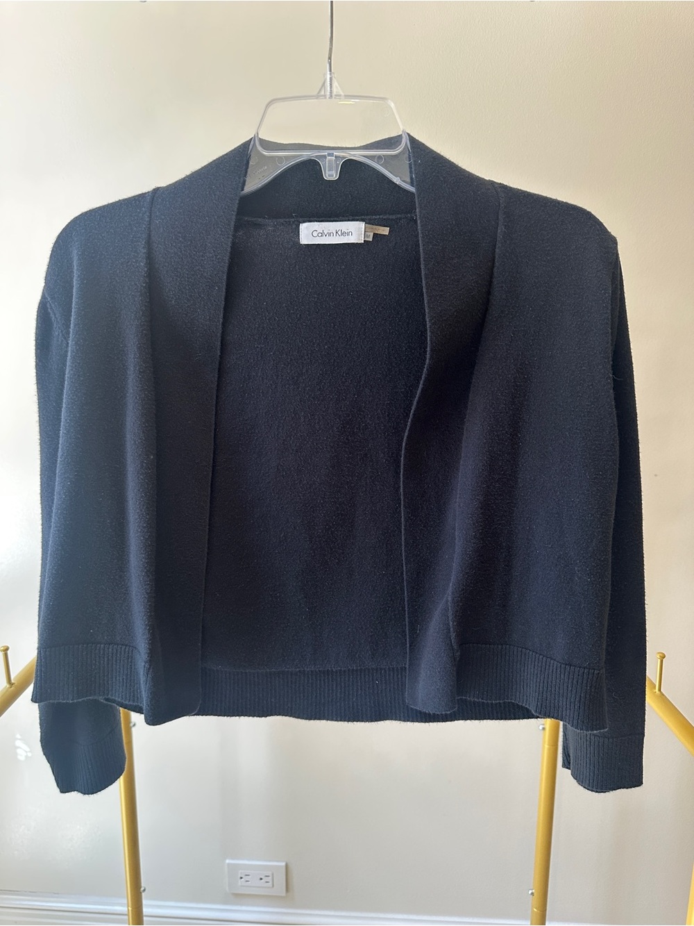 Calvin Klein Black Open-Front Cropped Cardigan